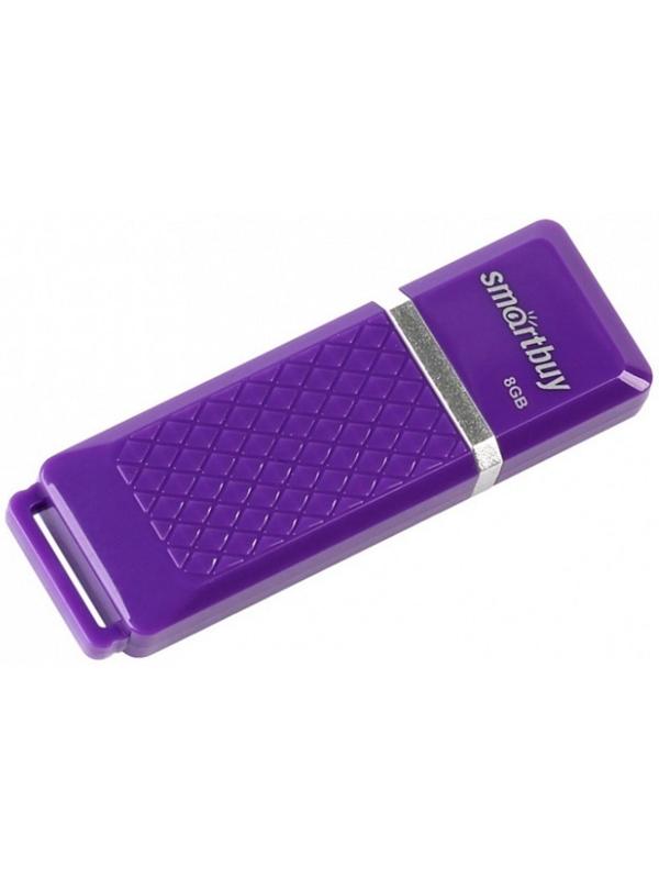 Флешка Smartbuy Quartz series Violet, 8 Гб, USB 2.0,чт до 25 Мб/с,зап до 15 Мб/с, фиолетовая