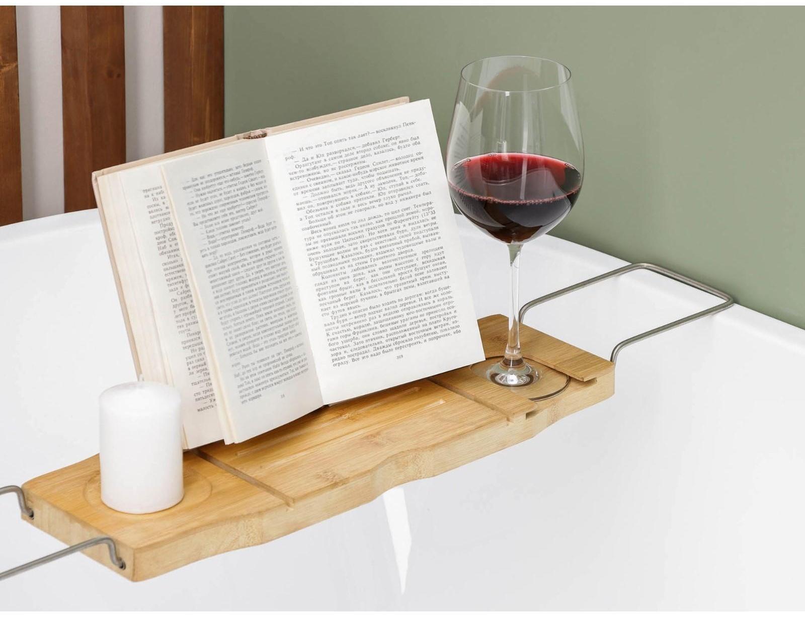 Полка для ванной SAVANNA SPA, 74-95×20,3×2,5 см, бамбук