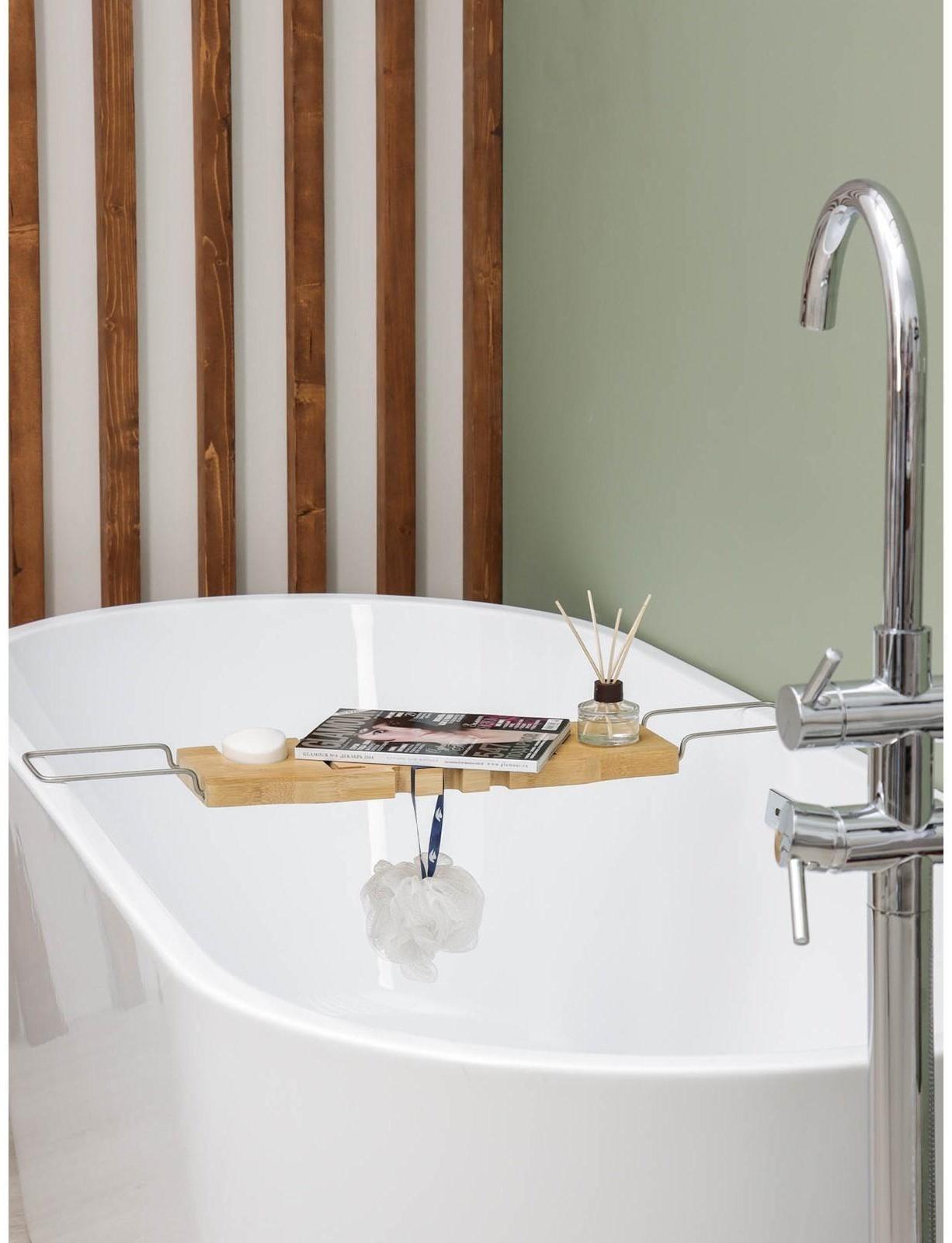 Полка для ванной SAVANNA SPA, 74-95×20,3×2,5 см, бамбук