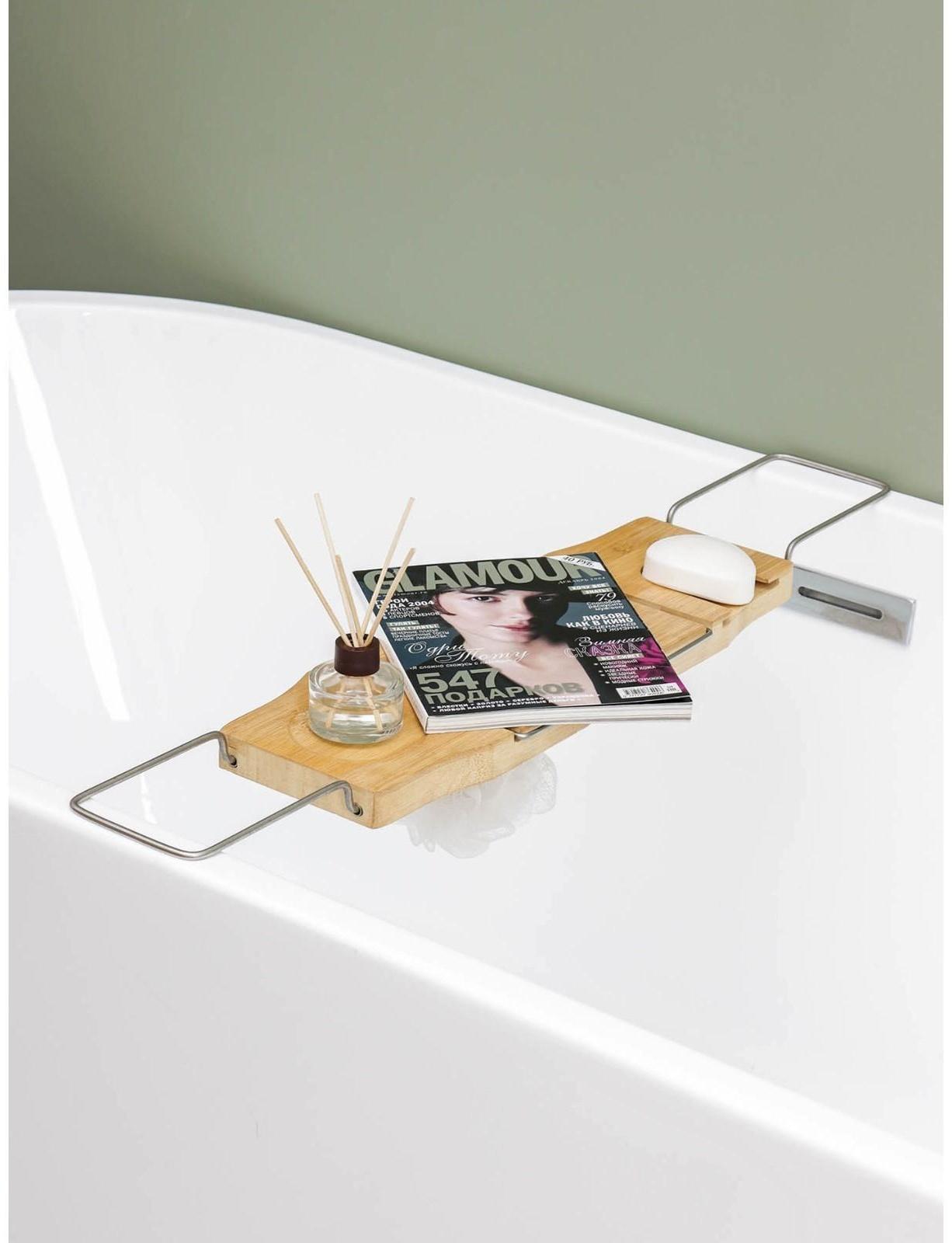 Полка для ванной SAVANNA SPA, 74-95×20,3×2,5 см, бамбук