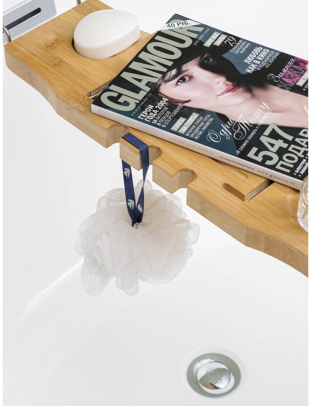 Полка для ванной SAVANNA SPA, 74-95×20,3×2,5 см, бамбук