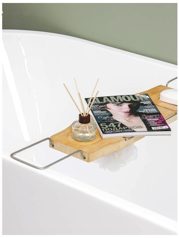 Полка для ванной SAVANNA SPA, 74-95×20,3×2,5 см, бамбук