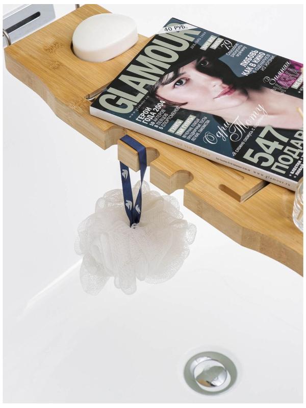 Полка для ванной SAVANNA SPA, 74-95×20,3×2,5 см, бамбук