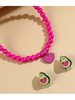 Набор бижутерии «Love» бусы и серьги-клипсы