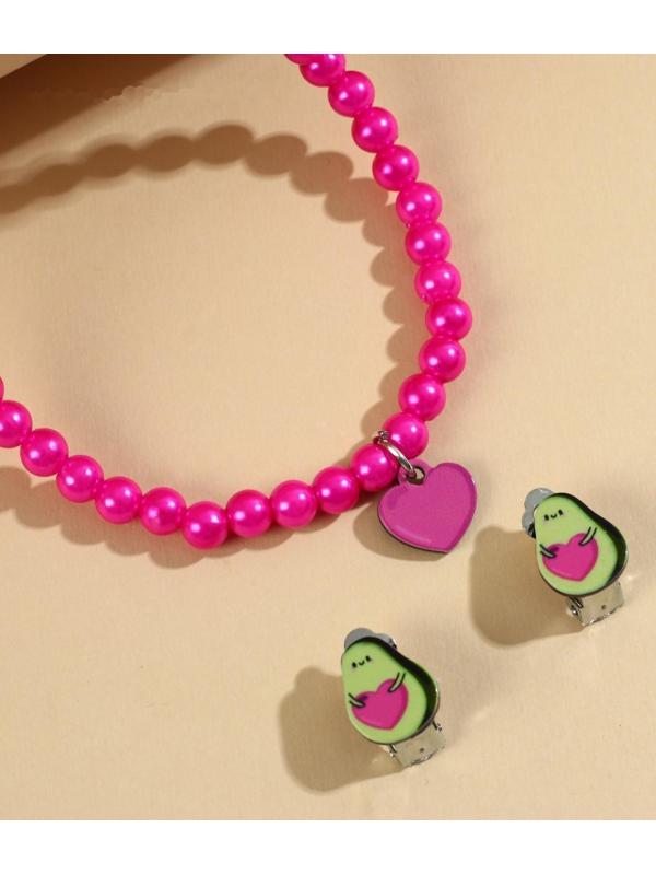 Набор бижутерии «Love» бусы и серьги-клипсы