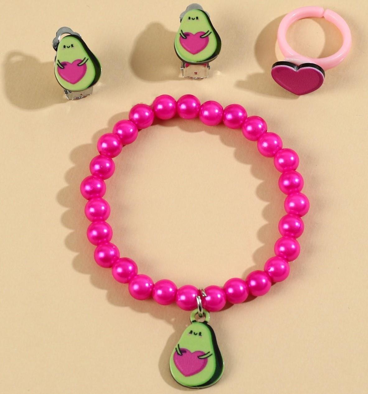 Набор бижутерии «Модно, стильно, авокадно » браслет, серьги, кольцо