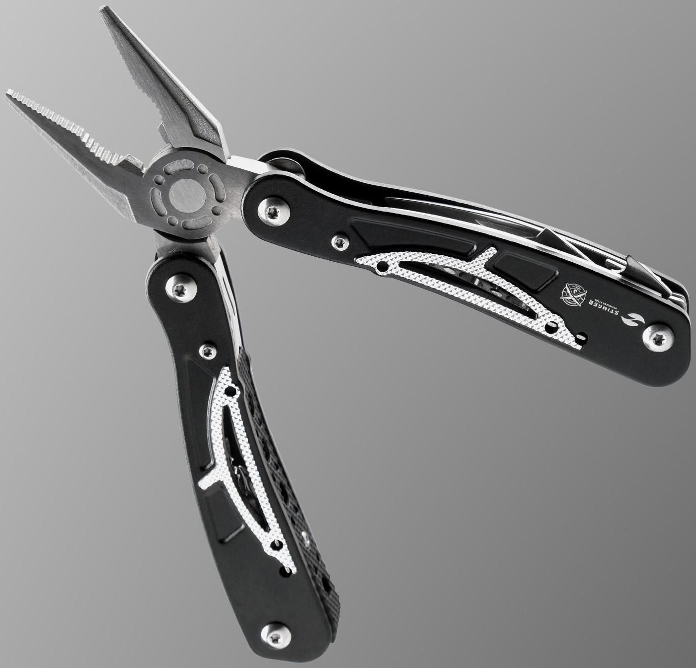 Мультитул Stinger с нейлоновым чехлом, 13 функций, сталь, алюминий, серебристо-чёрный