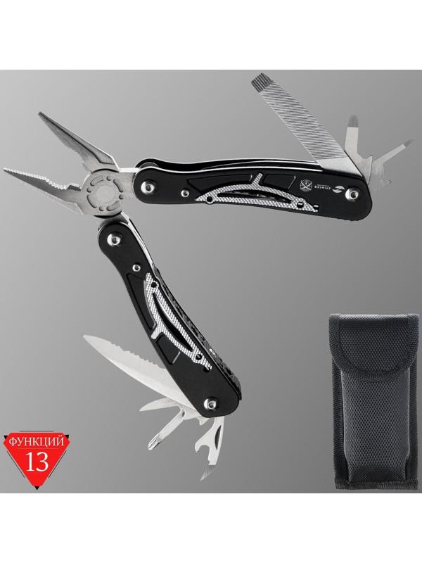 Мультитул Stinger с нейлоновым чехлом, 13 функций, сталь, алюминий, серебристо-чёрный