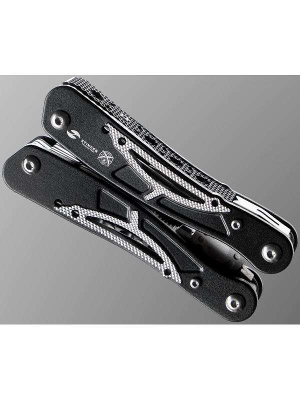 Мультитул Stinger с нейлоновым чехлом, 13 функций, сталь, алюминий, серебристо-чёрный