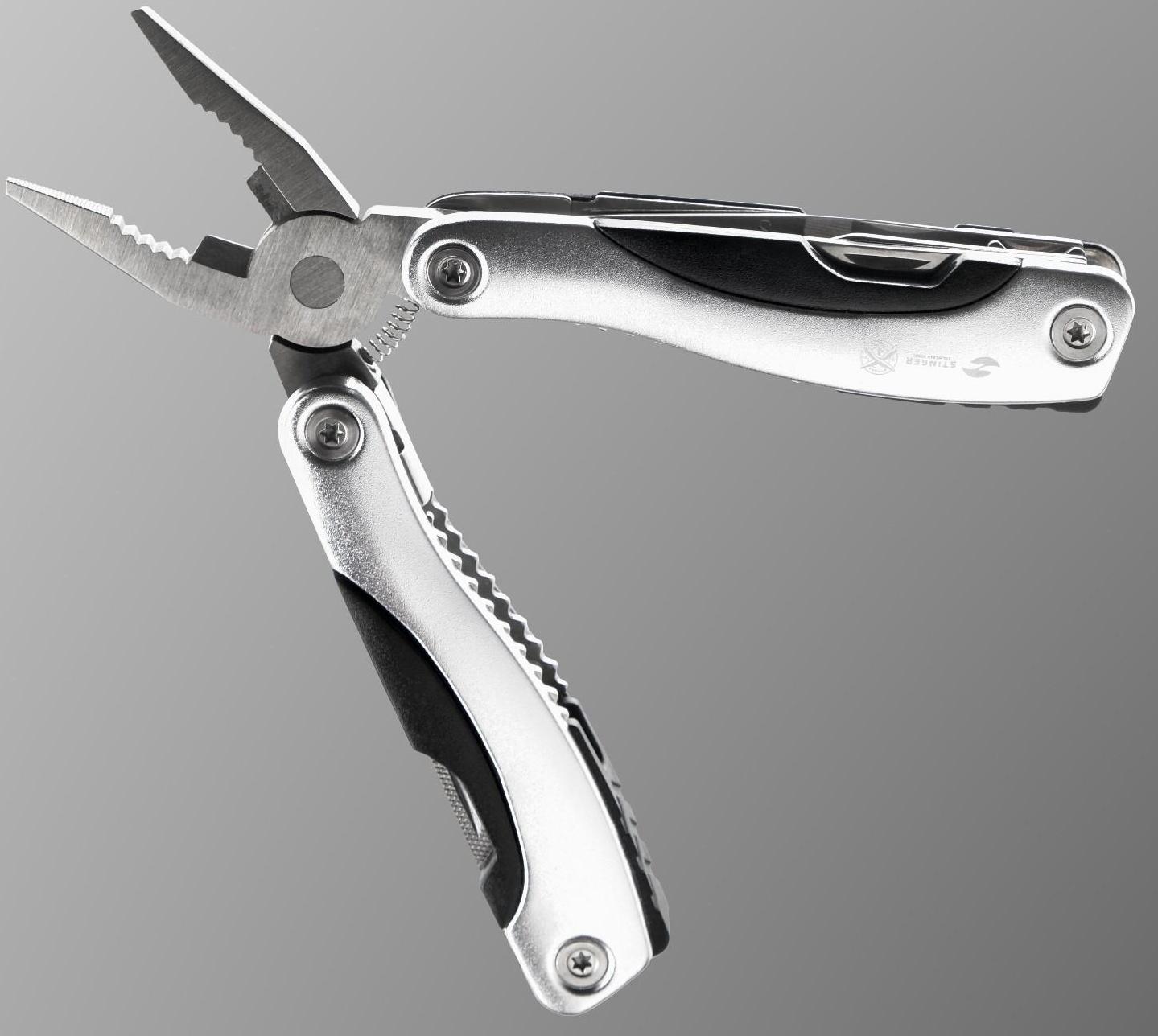 Мультитул Stinger с нейлоновым чехлом, 15 функций, сталь, алюминий, серебристый