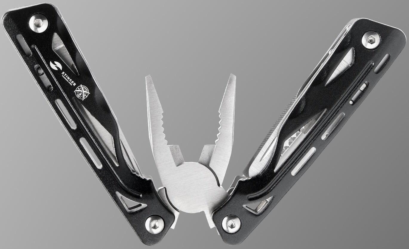 Мультитул Stinger с нейлоновым чехлом, 9 функций, сталь, алюминий, серебристо-чёрный