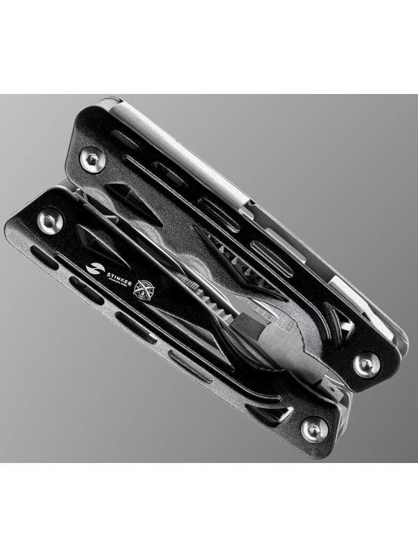 Мультитул Stinger с нейлоновым чехлом, 9 функций, сталь, алюминий, серебристо-чёрный