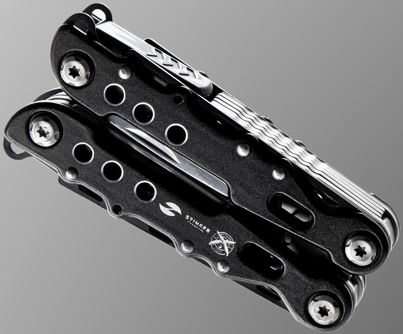 Мультитул Stinger с нейлоновым чехлом, 9 функций, сталь, алюминий, чёрный
