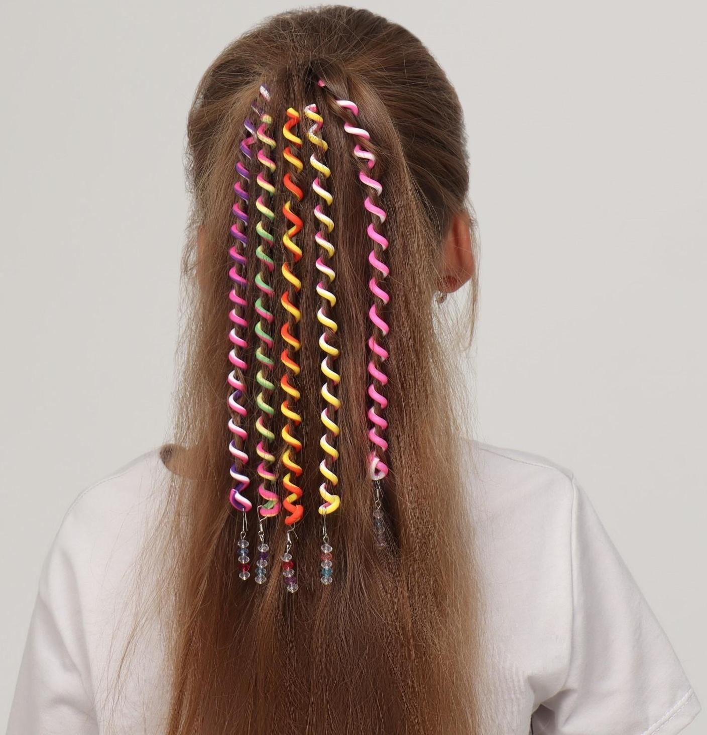 Декор для волос, спираль 1 шт, 25 см, цвет МИКС