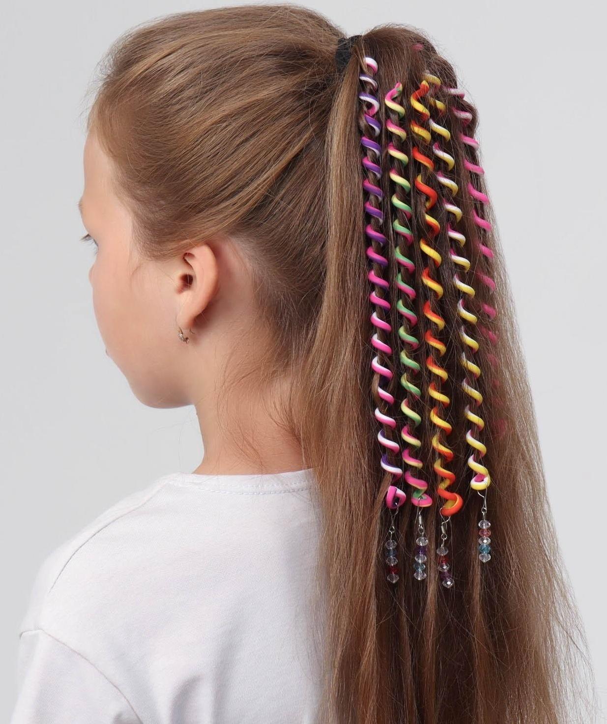 Декор для волос, спираль 1 шт, 25 см, цвет МИКС