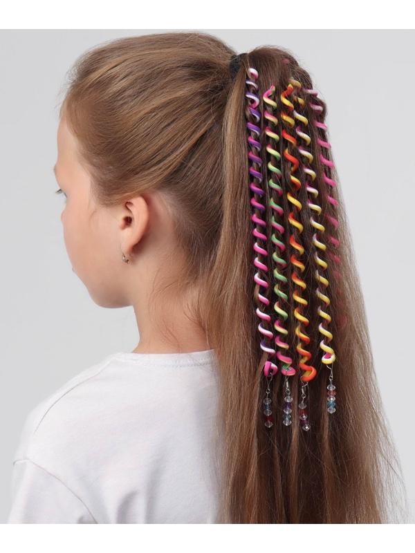 Декор для волос, спираль 1 шт, 25 см, цвет МИКС