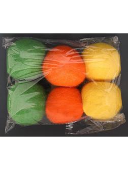 Шерстяные шарики для стирки и сушки белья, 6 см, цветной микс, 40 гр (набор 6 шт )