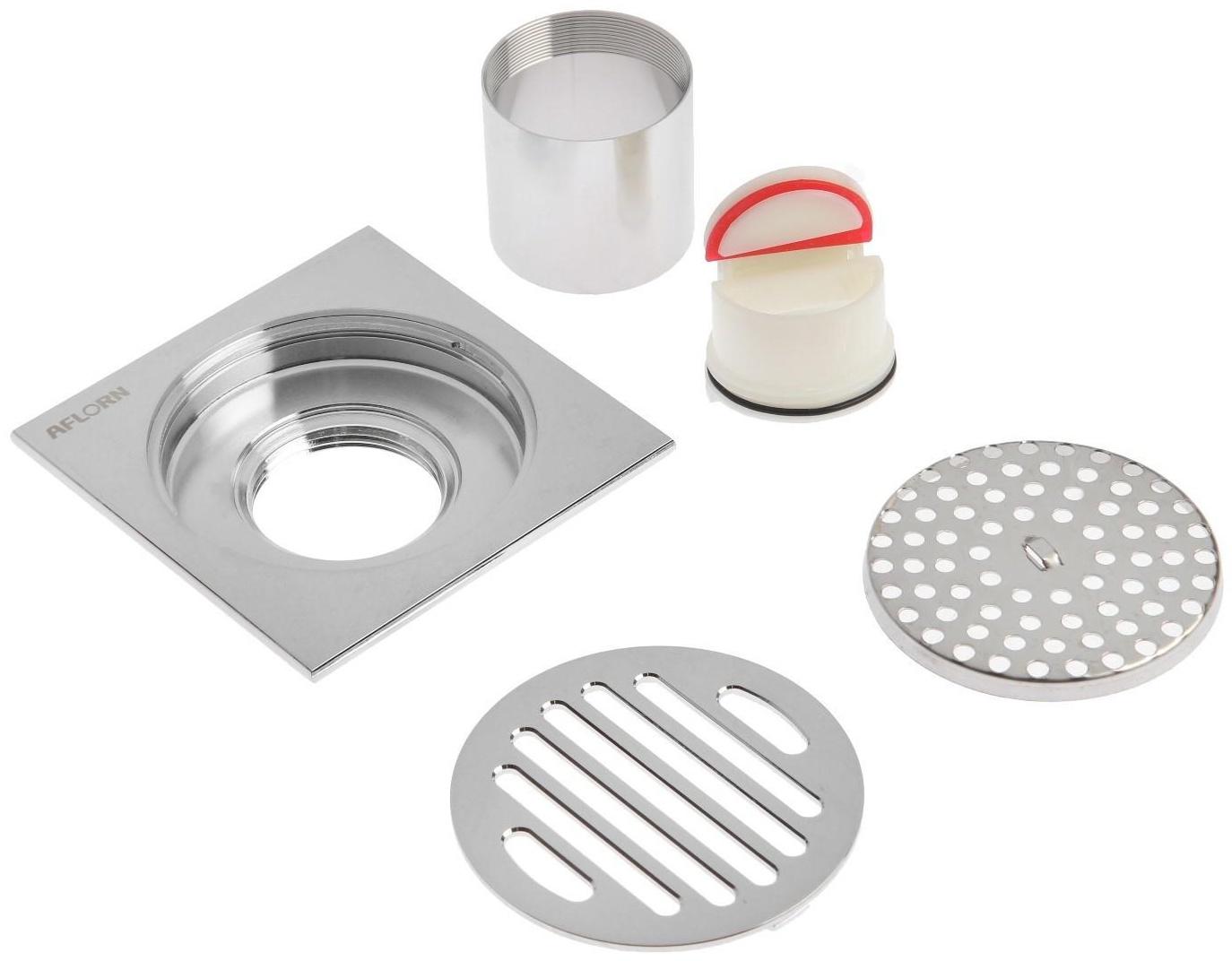 Трап AFLORN AF10510-10, d=50 мм, вертикальный, 100х100 мм, латунь, хром