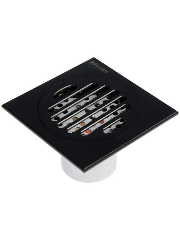 Трап AFLORN AF10510F-10, d=50 мм, вертикальный, 100х100 мм, латунь, черный