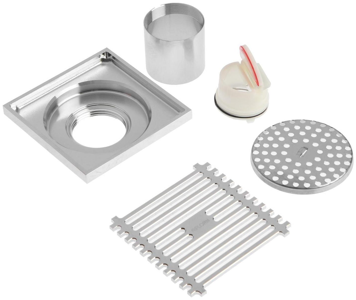 Трап AFLORN AF10610-10, d=50 мм, вертикальный, 100х100 мм, латунь, хром