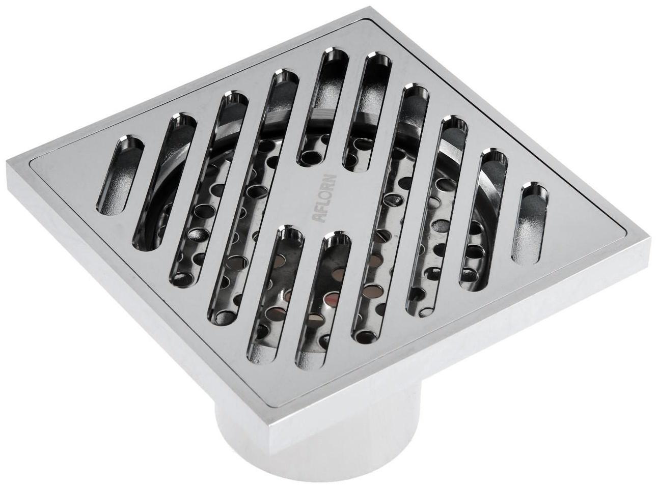 Трап AFLORN AF10710-10, d=50 мм, вертикальный, 100х100 мм, латунь, хром