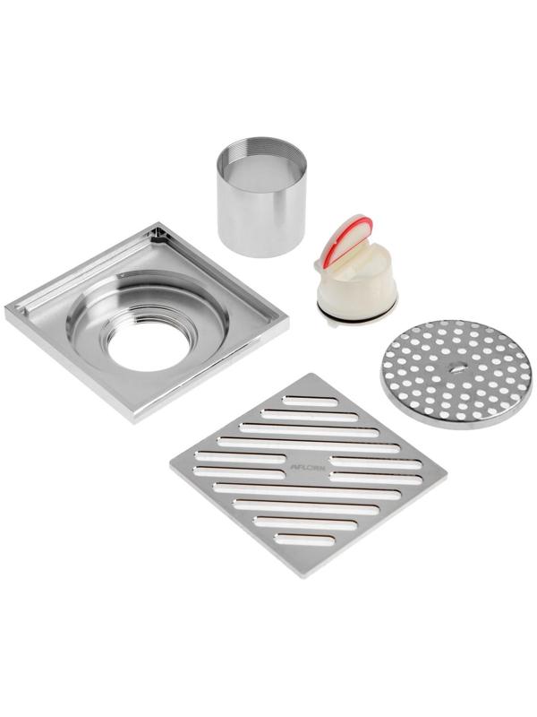 Трап AFLORN AF10710-10, d=50 мм, вертикальный, 100х100 мм, латунь, хром