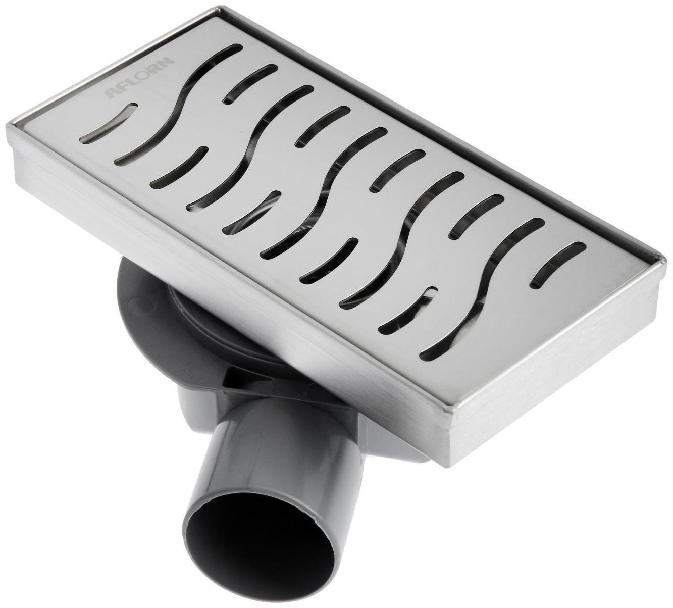 Трап AFLORN AF20410-20,d=50 мм,горизонтальный,c флaнцeм своб.вращ.360°,100х200мм,нерж.сталь