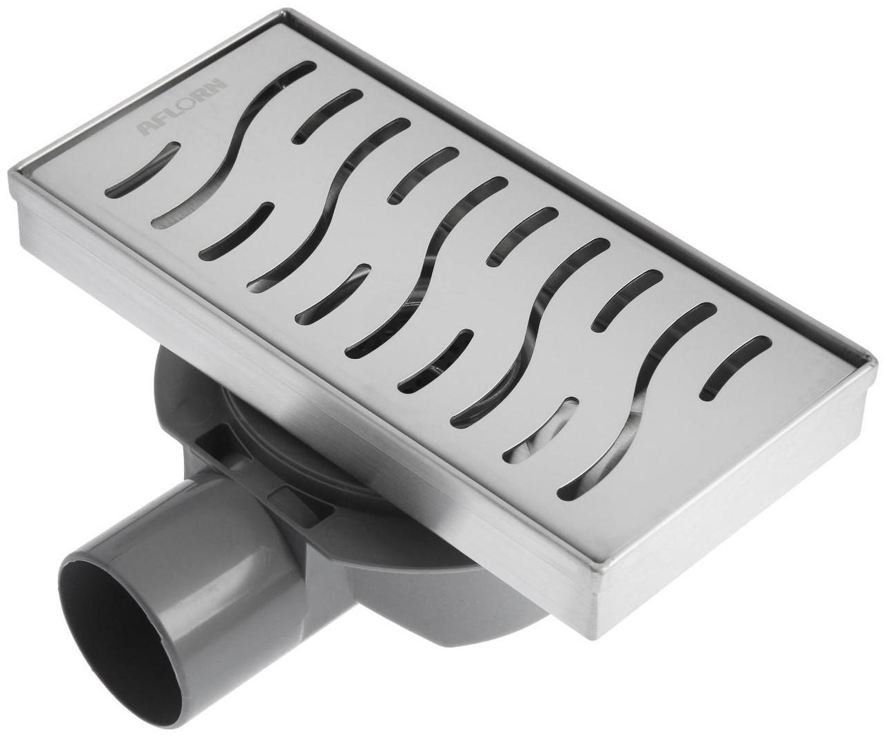 Трап AFLORN AF20410-20,d=50 мм,горизонтальный,c флaнцeм своб.вращ.360°,100х200мм,нерж.сталь