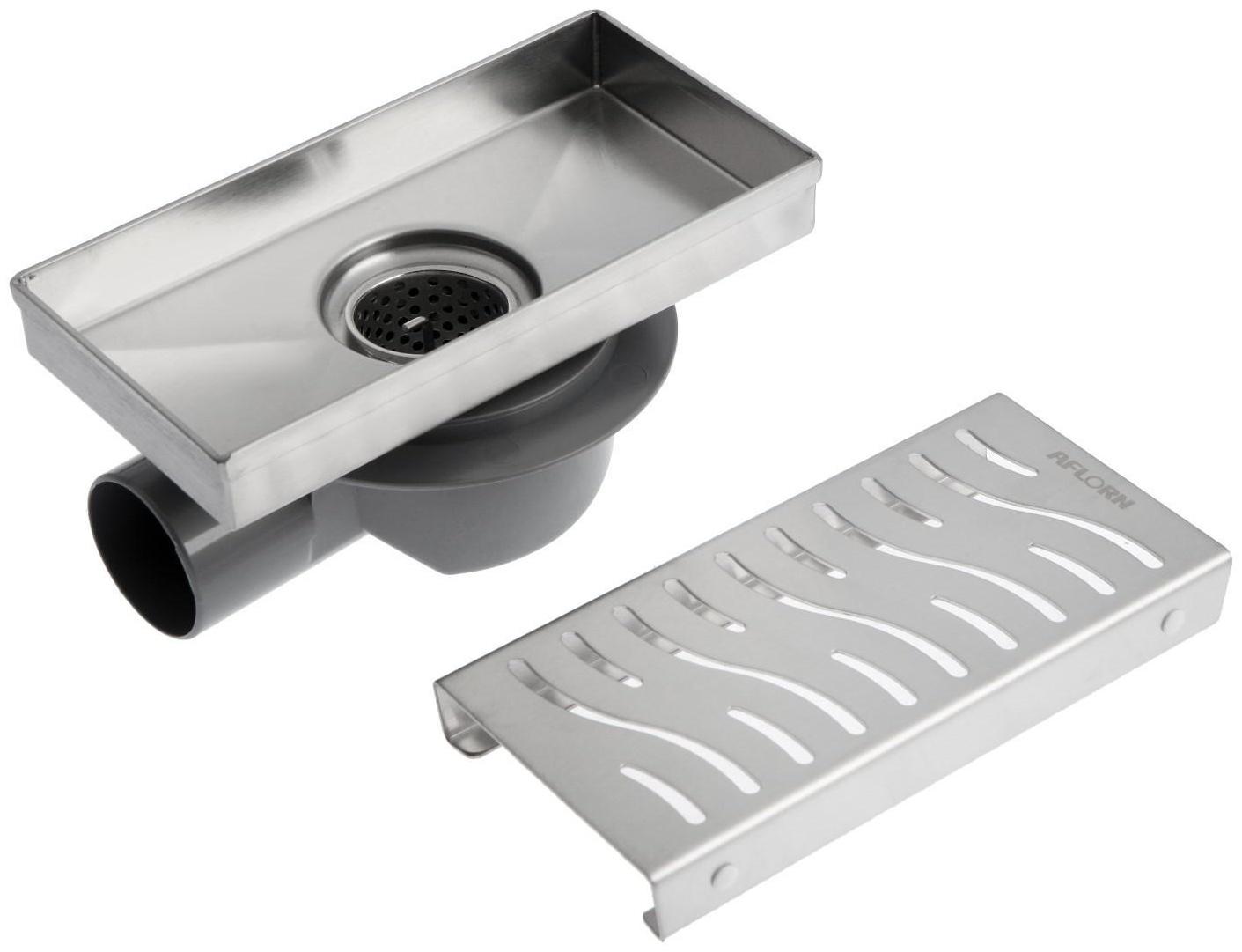 Трап AFLORN AF20410-20,d=50 мм,горизонтальный,c флaнцeм своб.вращ.360°,100х200мм,нерж.сталь