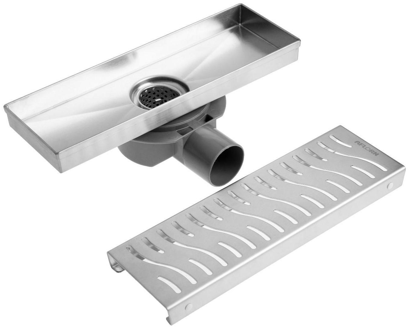 Трап AFLORN AF20410-30,d=50 мм,горизонтальный,c флaнцeм своб.вращ.360°,100х300мм,нерж.сталь