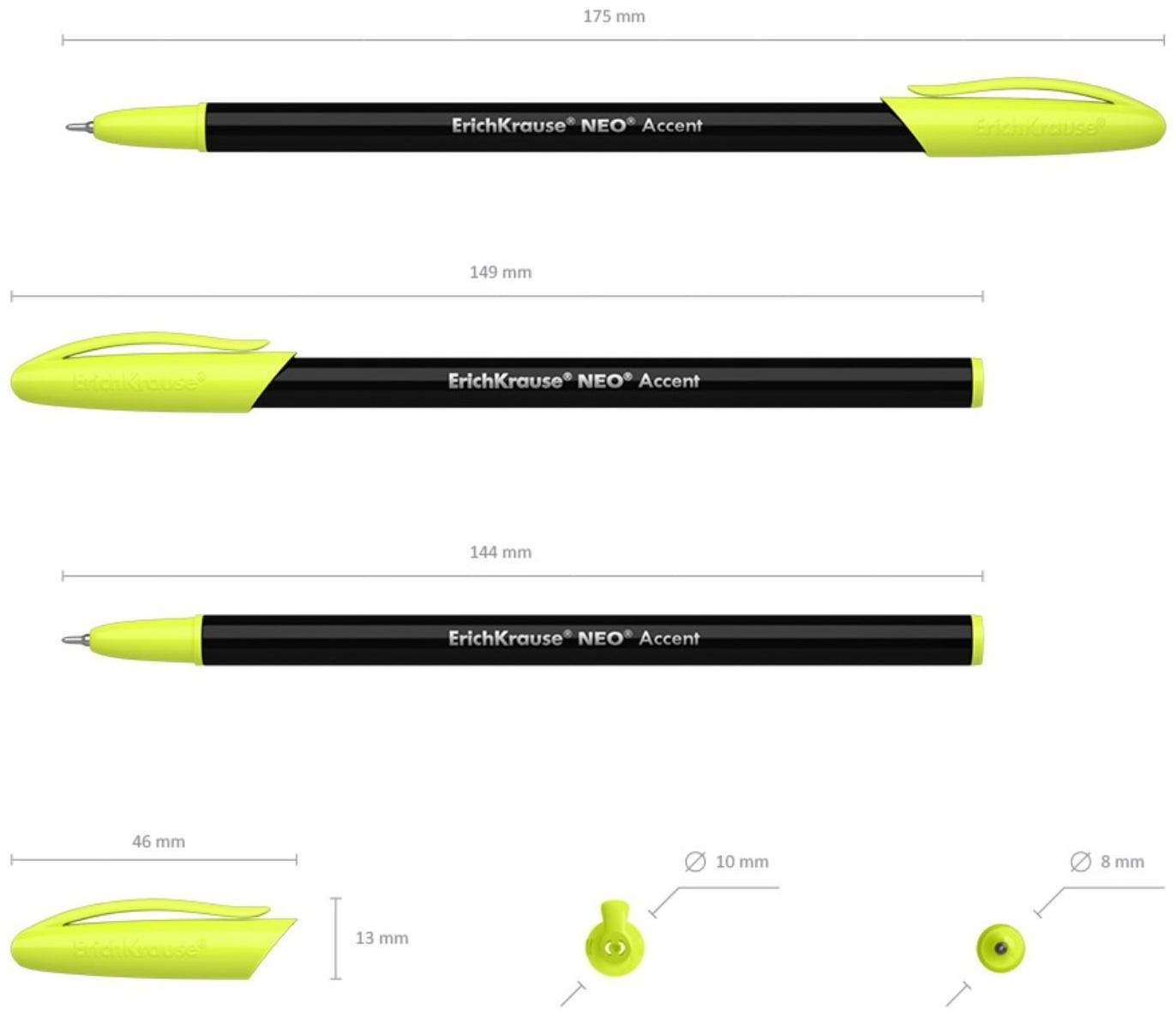 Ручка шариковая ErichKrause Neo Accent, игольчатый узел 0.7 мм, чернила синие, длина письма 1000 метров, цена указана за 1 штуку, микс