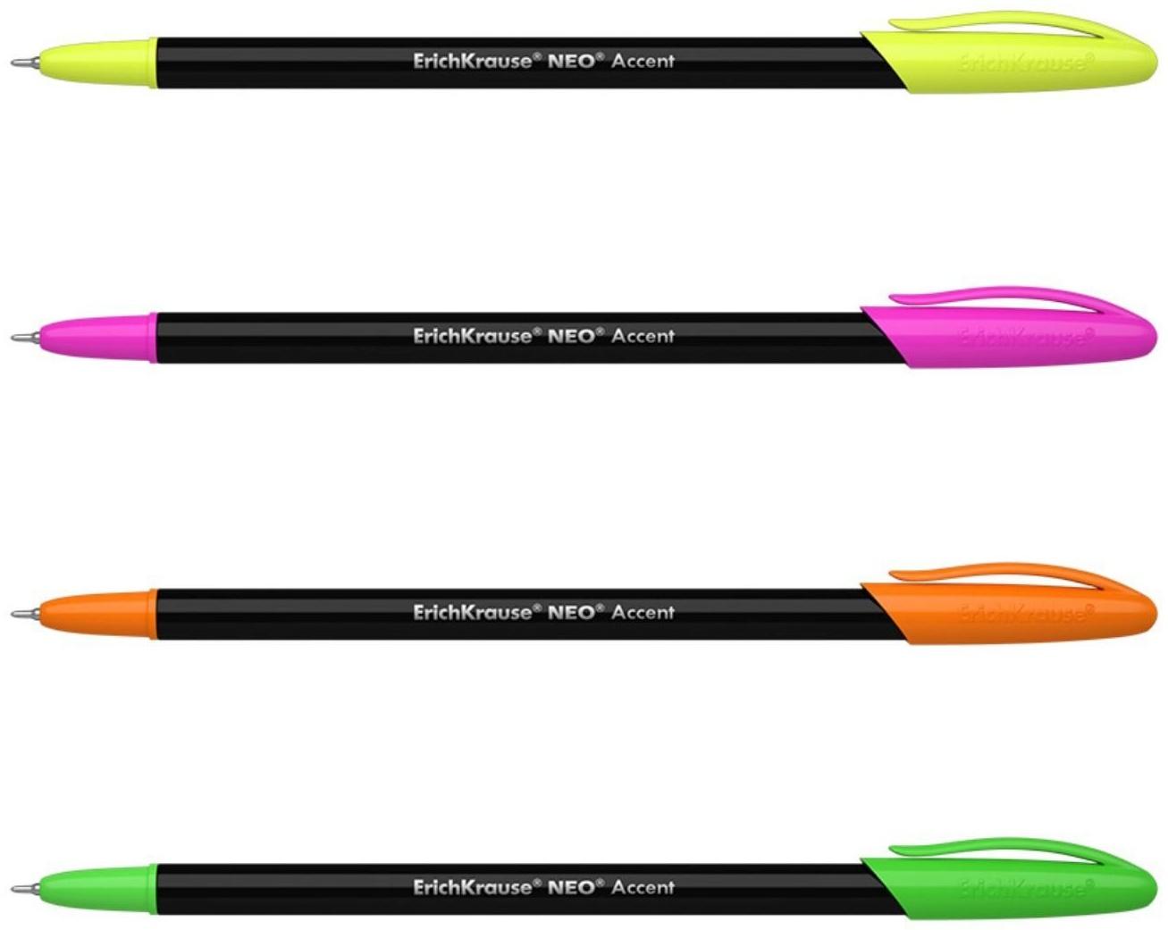 Ручка шариковая ErichKrause Neo Accent, игольчатый узел 0.7 мм, чернила синие, длина письма 1000 метров, цена указана за 1 штуку, микс