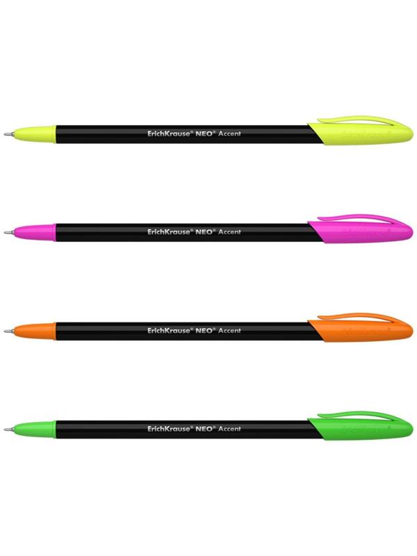 Ручка шариковая ErichKrause Neo Accent, игольчатый узел 0.7 мм, чернила синие, длина письма 1000 метров, цена указана за 1 штуку, микс