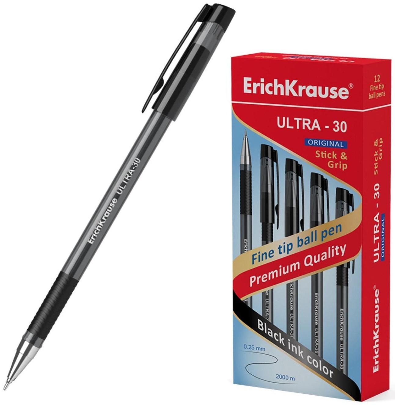 Ручка шариковая ErichKrause ULTRA-30 Original, узел 0.7 мм, чернила чёрные, длина письма 1000 метров