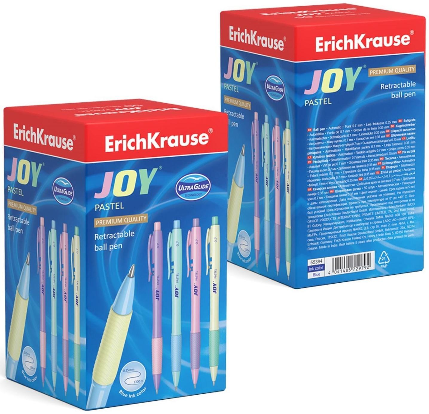 Ручка шариковая автоматическая ErichKrause JOY Pastel, 