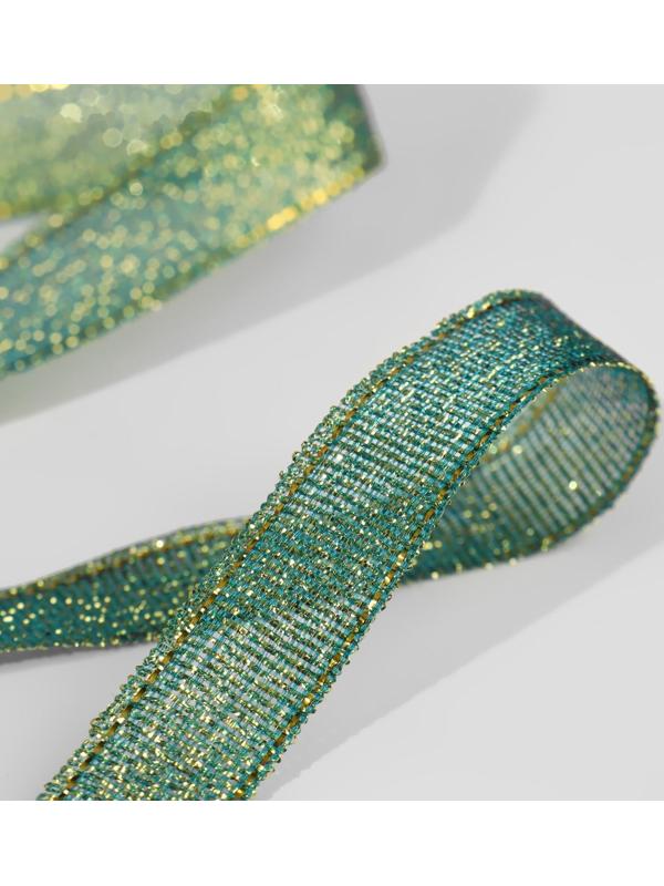 Лента парчовая, 10 мм, 23 ± 1 м, цвет зелёный