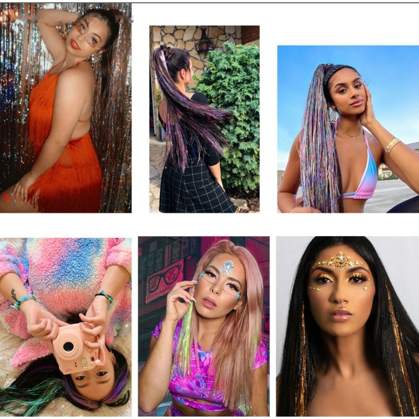 Нити для волос, блестящие, 90 см, цвет МИКС