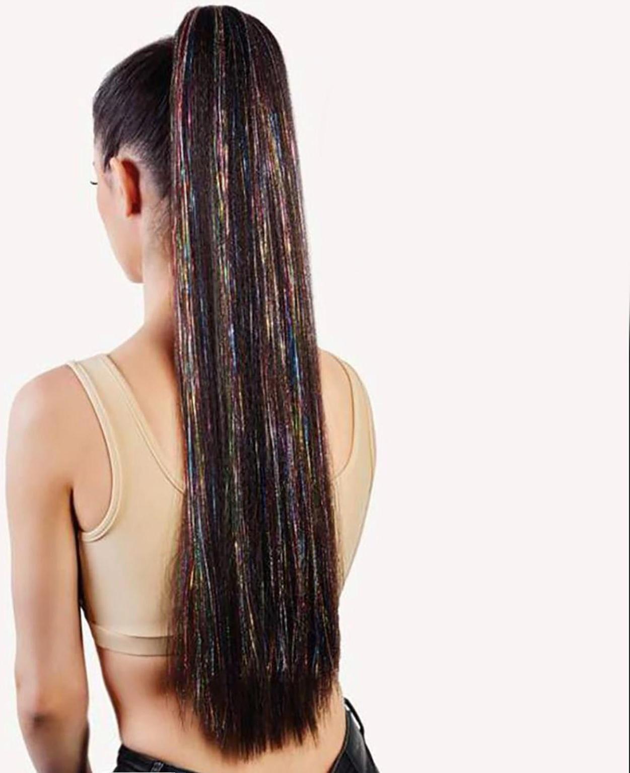Нити для волос, блестящие, 90 см, цвет МИКС