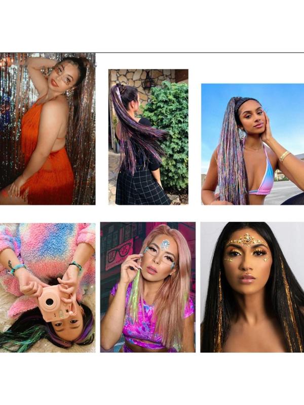 Нити для волос, блестящие, 90 см, цвет МИКС