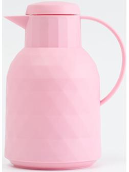 Термос-кофейник 1 л, сохраняет тепло 24 ч, стеклянная колба, розовый