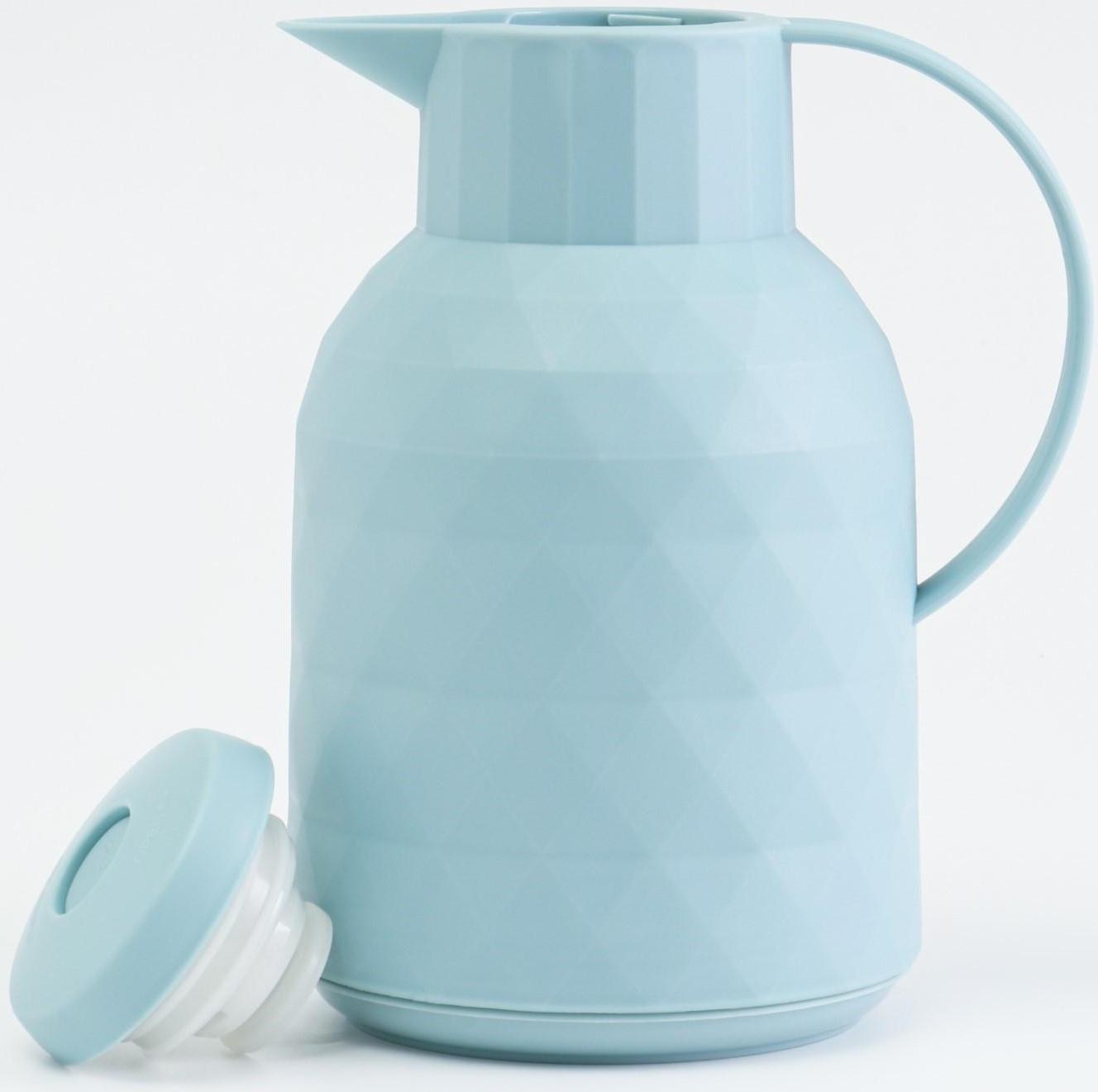 Термос-кофейник 1 л, сохраняет тепло 24 ч, стеклянная колба, бирюзовый