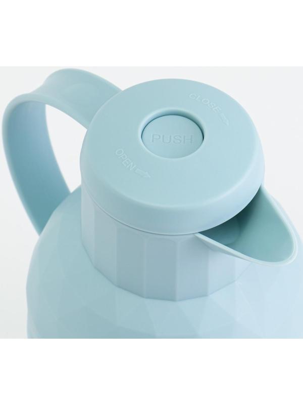 Термос-кофейник 1 л, сохраняет тепло 24 ч, стеклянная колба, бирюзовый