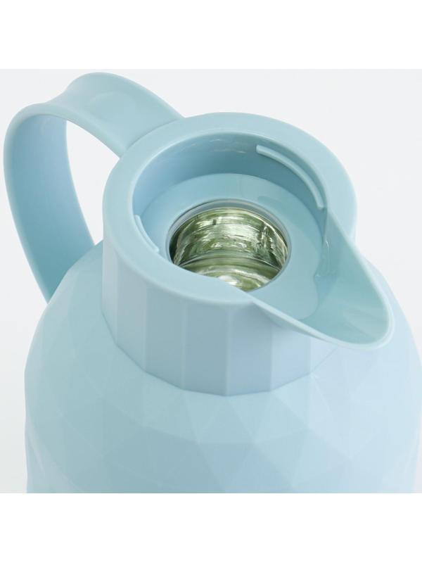 Термос-кофейник 1 л, сохраняет тепло 24 ч, стеклянная колба, бирюзовый