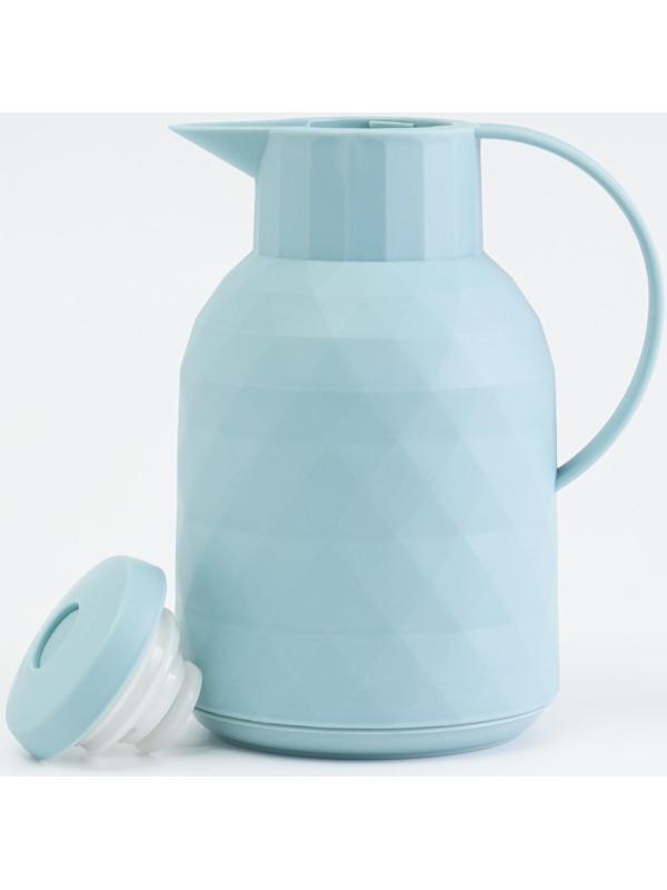 Термос-кофейник 1 л, сохраняет тепло 24 ч, стеклянная колба, бирюзовый