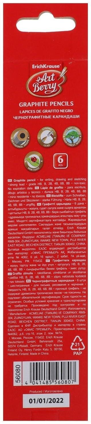 Карандаш чернографитный ErichKrause ArtBerry, шестигранный, ударопрочный, различной твёрдости