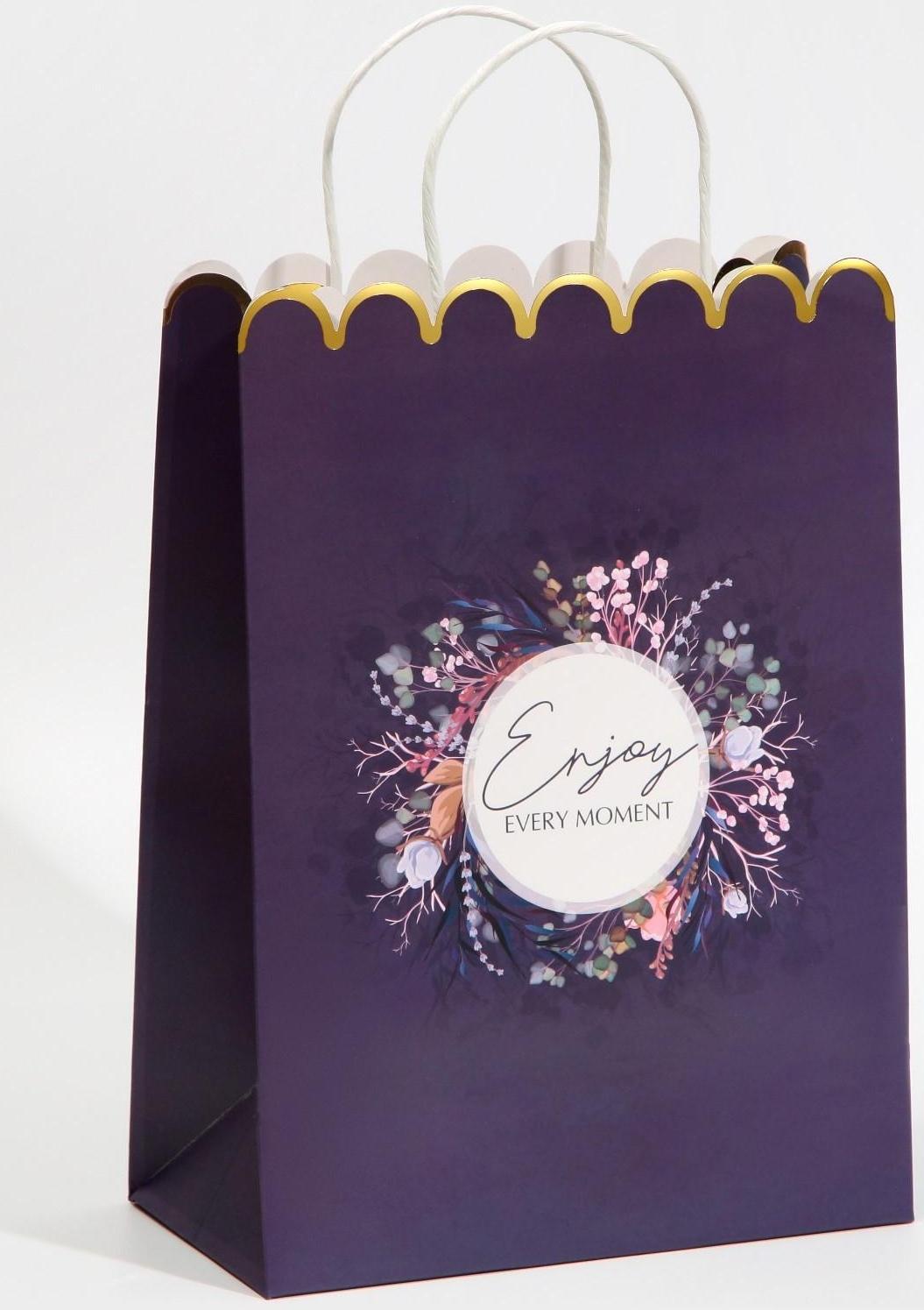 Пакет подарочный крафтовый «Enjoy», 23 × 30 × 12 см