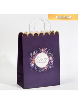 Пакет подарочный крафтовый «Enjoy», 23 × 30 × 12 см