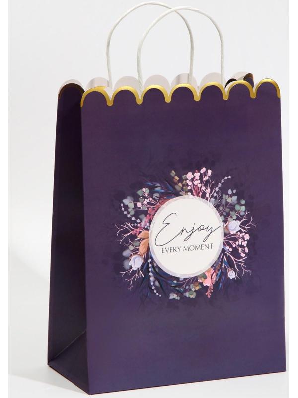 Пакет подарочный крафтовый «Enjoy», 23 × 30 × 12 см