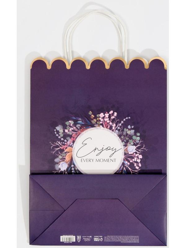 Пакет подарочный крафтовый «Enjoy», 23 × 30 × 12 см