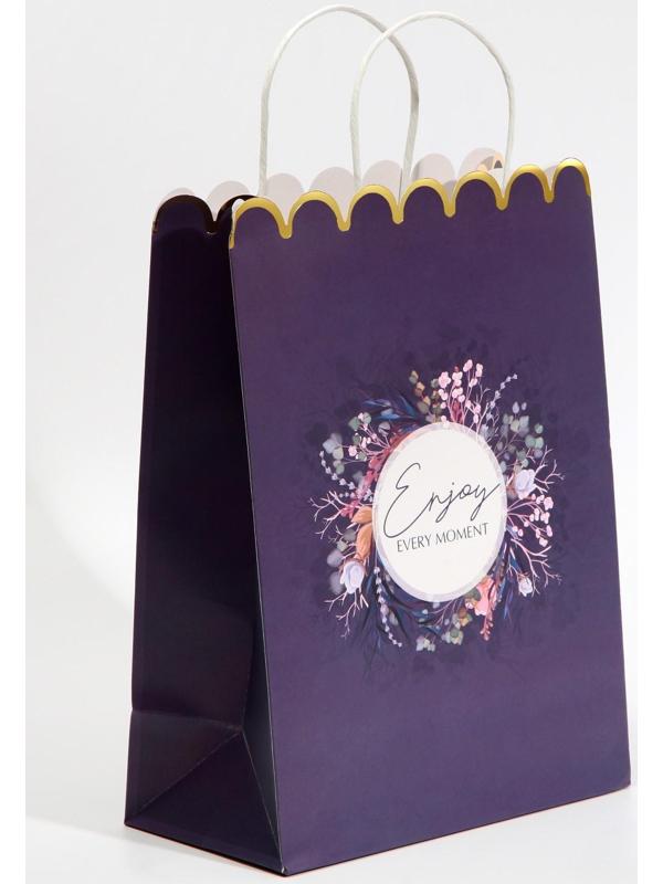 Пакет подарочный крафтовый «Enjoy», 23 × 30 × 12 см